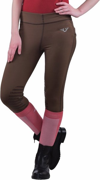 TuffRider Ventilated Schooling Ladies Tights, Chocolate, Small slide 1 of 2