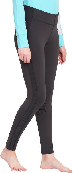 TuffRider Ventilated Schooling Ladies Tights, Charcoal, X-Large slide 1 of 3