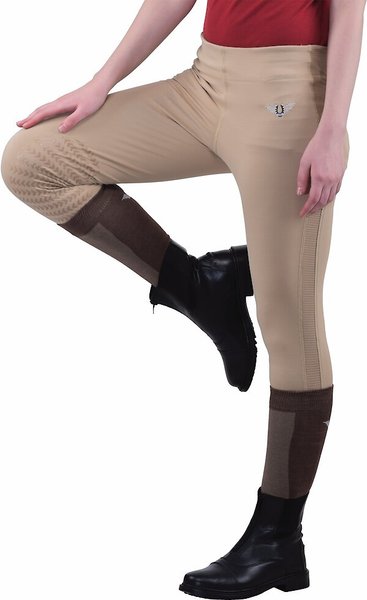 Tuffrider Ventilated Schooling Riding Tights Pull-On Low-Rise Waist Ladies 