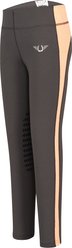 TuffRider Ventilated Schooling Children's Riding Tights, Charcoal & Neon Peach, Large
