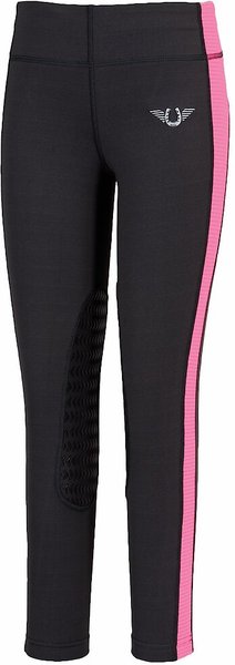 TuffRider Ventilated Schooling Children's Riding Tights, Charcoal & Neon Pink, X-Large slide 1 of 2