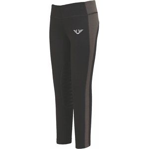TuffRider Ventilated Schooling Children's Riding Tights, Black & Charcoal, Medium