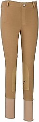 TuffRider Children's Starter Lowrise Pull-On Knee Patch Breeches, Sand, 8
