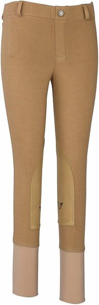 TuffRider Children's Starter Lowrise Pull-On Knee Patch Breeches, Sand, 8 slide 1 of 2