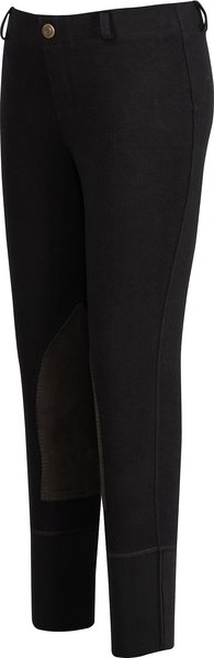 TuffRider Children's Starter Lowrise Pull-On Knee Patch Breeches, Black, 10 slide 1 of 2