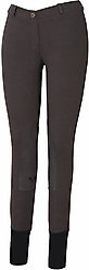 TuffRider Ladies Starter Lowrise Pull-On Knee Patch Breeches, Dark Charcoal, 24