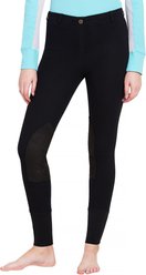 TuffRider Ladies Starter Lowrise Pull-On Knee Patch Breeches, Black, 24