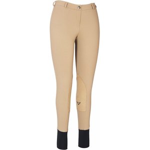 TuffRider Ladies Ribb Lowrise Pull-On Knee Patch Breeches, Taupe, 24