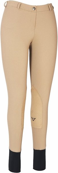 TuffRider Ladies Ribb Lowrise Pull-On Knee Patch Breeches, Taupe, 28 slide 1 of 2