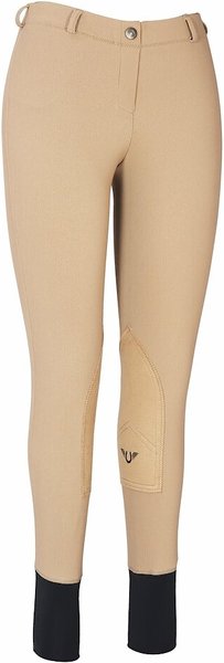 Tuffrider Women's Starter Lowrise Knee Patch Pull On Breeches Tan