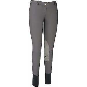 TuffRider Ladies Ribb Lowrise Pull-On Knee Patch Breeches, Dark Charcoal, 32