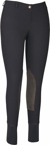 TuffRider Ladies Ribb Lowrise Pull-On Knee Patch Breeches, Black, 24 slide 1 of 2