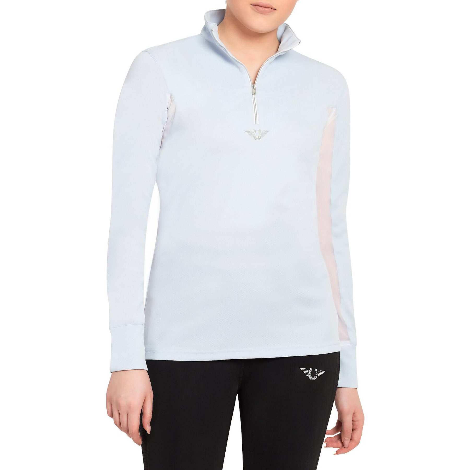TuffRider Ladies Ventilated Technical Long Sleeve Sport Shirt, Glacier Blue, X-Small
