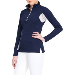 TuffRider Ladies Ventilated Technical Long Sleeve Sport Shirt, Navy, Large