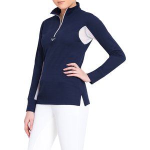 TuffRider Ladies Ventilated Technical Long Sleeve Sport Shirt, Navy, Small