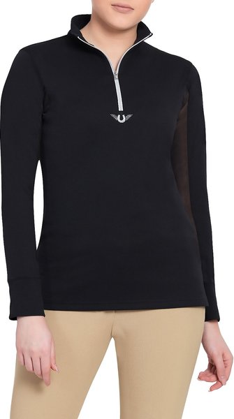 TuffRider Ladies Ventilated Technical Long Sleeve Sport Shirt, Black, Large slide 1 of 2