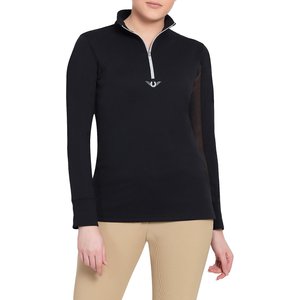 TuffRider Ladies Ventilated Technical Long Sleeve Sport Shirt, Black, Medium