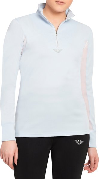 TuffRider Ladies Ventilated Technical Long Sleeve Sport Shirt, Glacier Blue, Small slide 1 of 2