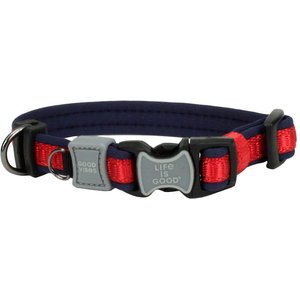 LIFE IS GOOD Padded Polyester Dog Collar, Red, 18 to 26-in neck, 1-in wide