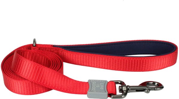 LIFE IS GOOD Polyester Dog Leash, Red, 6-ft long, 1-in wide slide 1 of 6