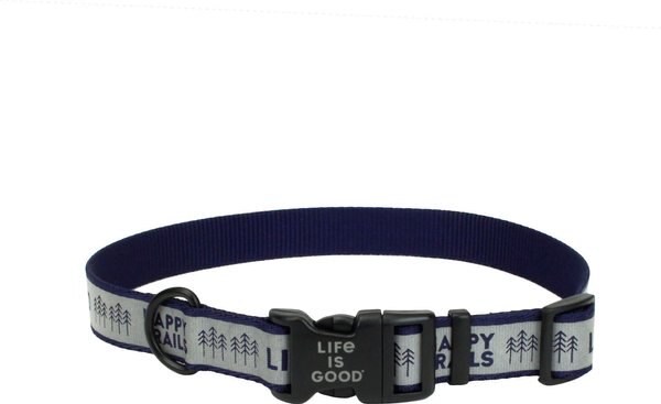 LIFE IS GOOD Polyester Reflective Dog Collar, Happy Trails, 12 to 18-in neck, 5/8-in wide slide 1 of 8