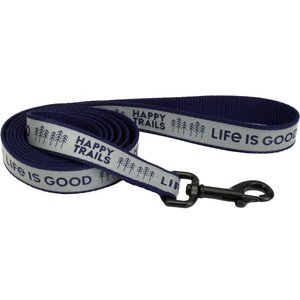 LIFE IS GOOD Polyester Reflective Dog Leash, Happy Trails, 6-ft long, 1-in wide