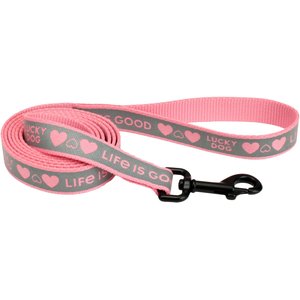 LIFE IS GOOD Polyester Reflective Dog Leash, Lucky Dog, 6-ft long, 1-in wide