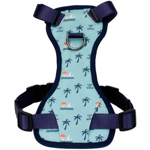 LIFE IS GOOD Canvas Overlay Good Vibes Polyester Dual Clip Dog Harness, Blue, 12 to 17-in chest