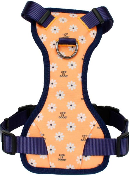 LIFE IS GOOD Canvas Overlay Good Vibes Polyester Dual Clip Dog Harness, Yellow, 12 to 17-in chest slide 1 of 7