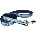 LIFE IS GOOD Canvas Overlay Good Vibes Dog Leash, Blue, 6-ft long, 5/8-in wide