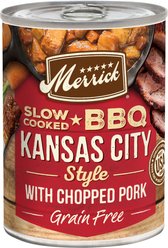 Merrick Grain-Free Wet Dog Food Slow-Cooked BBQ Kansas City Style with Chopped Pork, 12.7-oz can, case of 12