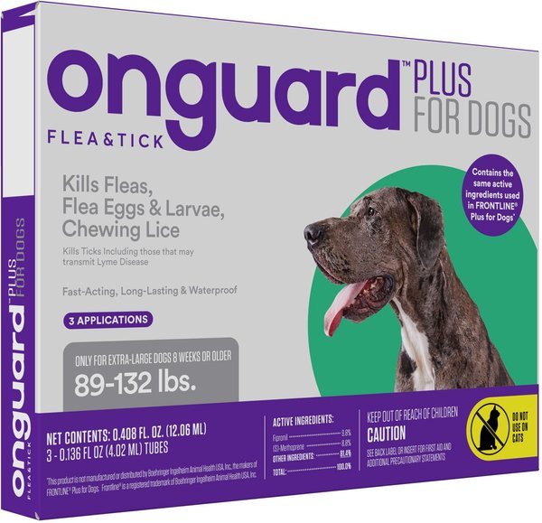 Onguard Flea & Tick Spot Treatment for Dogs, 89-132 lbs, 3 Doses (3-mos. supply) slide 1 of 9
