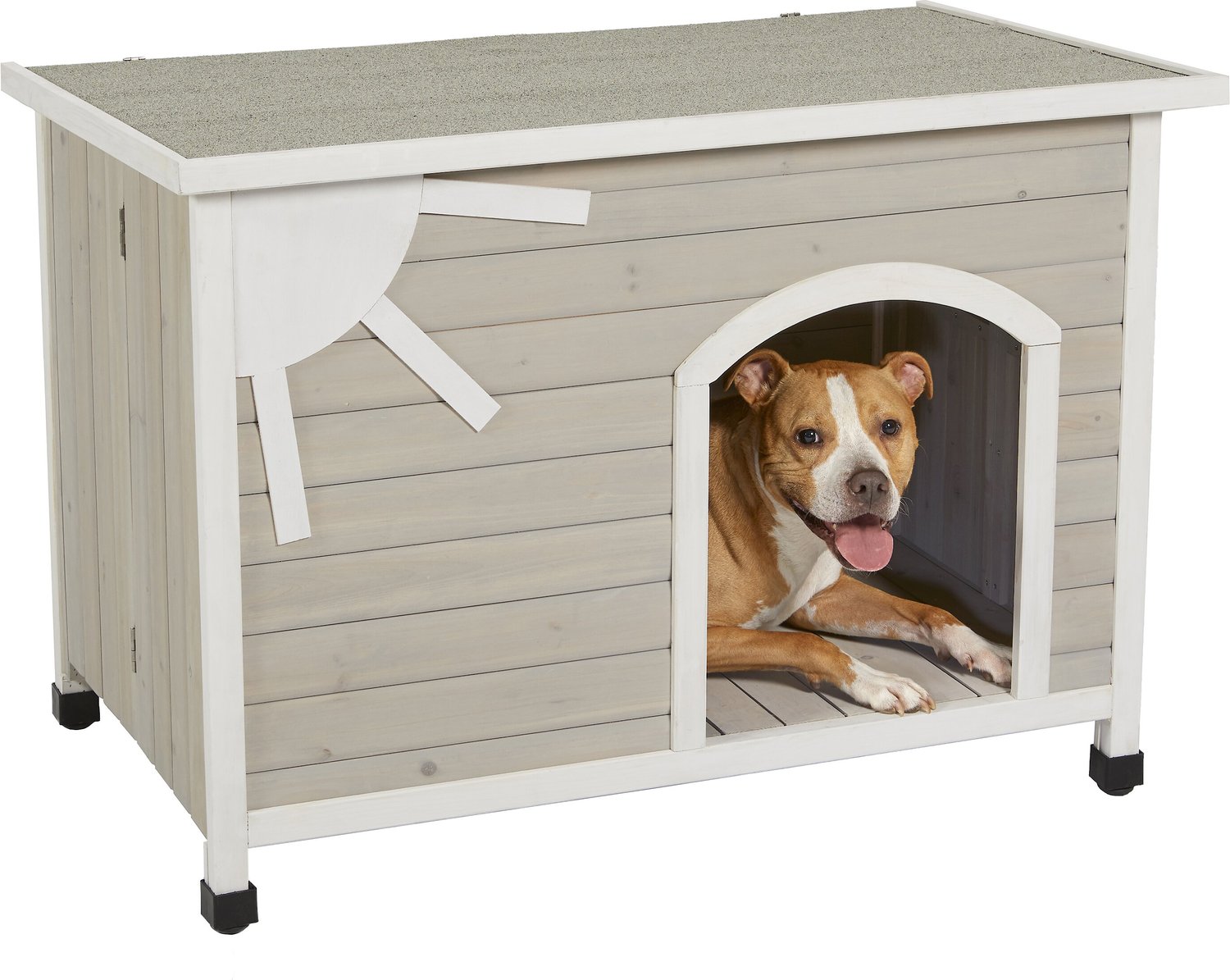 MIDWEST Eillo Folding Outdoor Wood Dog House, Beige, Medium - Chewy.com