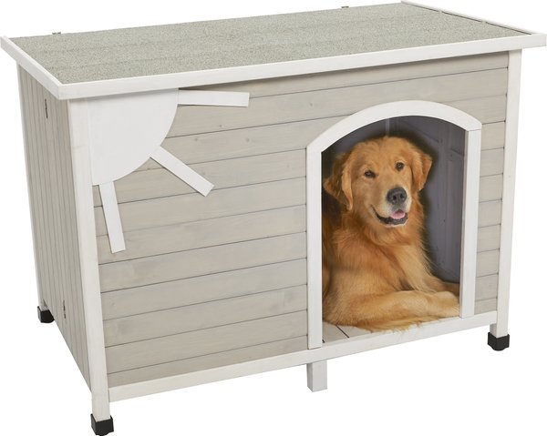 MidWest Eillo Folding Outdoor Wood Dog House, Beige, Large slide 1 of 8