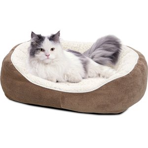 MidWest Overstuffed Micro-Terry Cuddle Dog & Cat Bed, Taupe, Small