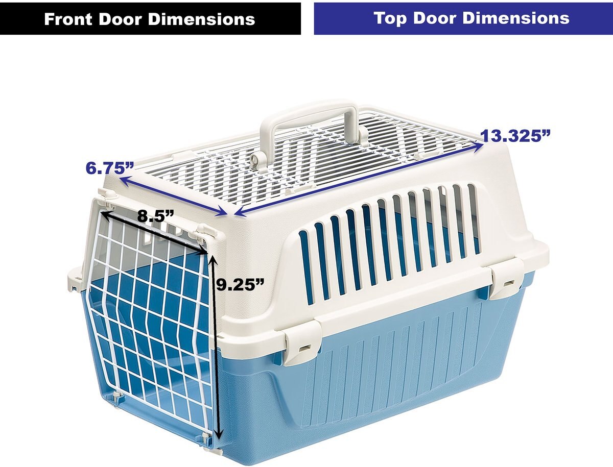 FERPLAST ATLAS Two Door Top Load Plastic Dog & Cat Carrier, Light Blue