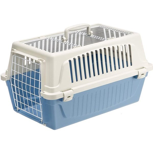 FERPLAST ATLAS Two Door Top Load Plastic Dog & Cat Carrier, Light Blue