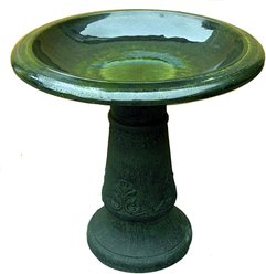 Exaco Florentine Marbleized Bird Bath, 2-gal, Green