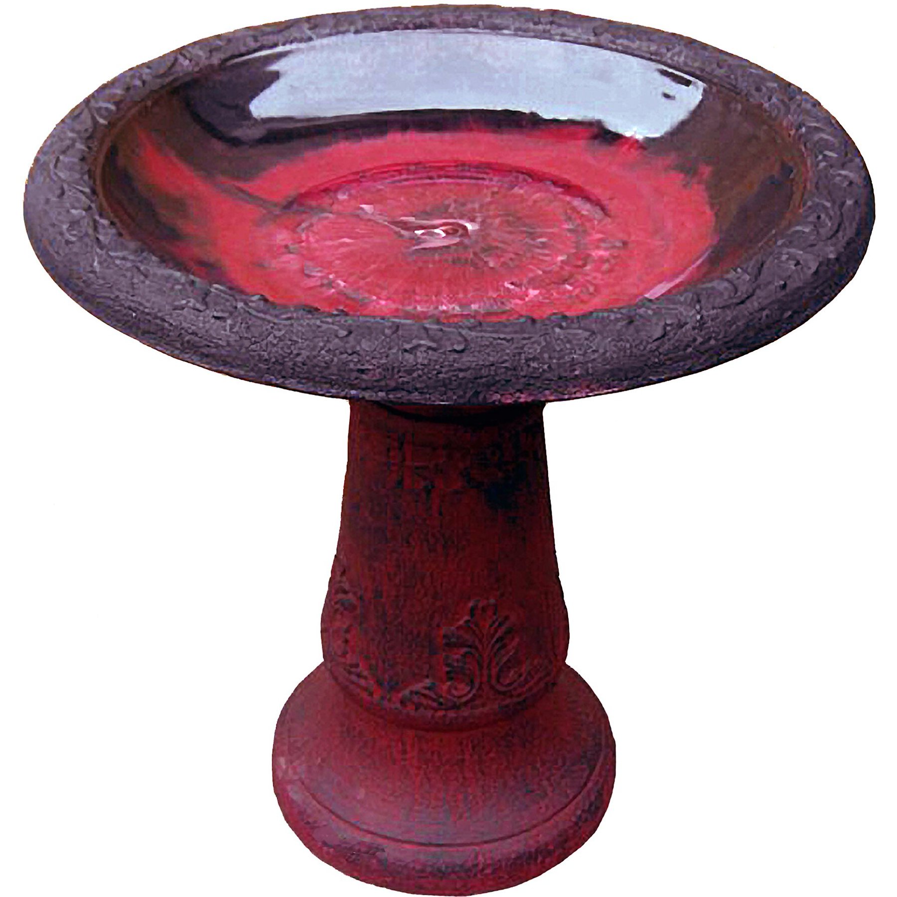 Exaco Scroll Vine Marbleized Bird Bath, 2-gal