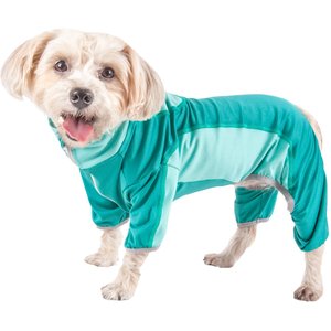 Pet Life Active Warm-Pup Dog Hoodie, Aqua Green & Green, Medium