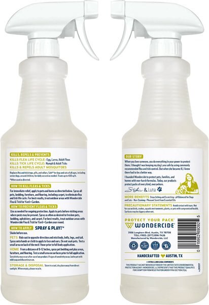 Wondercide Natural Flea, Tick & Mosquito Spray for Dogs & Cats, Lemongrass