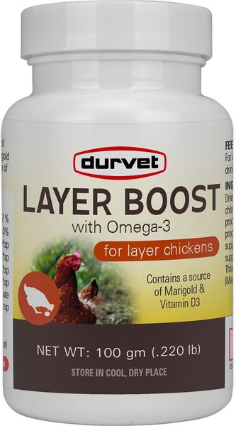 Durvet Layer Boost Omega-3 Poultry Supplement, 100-g bottle slide 1 of 1