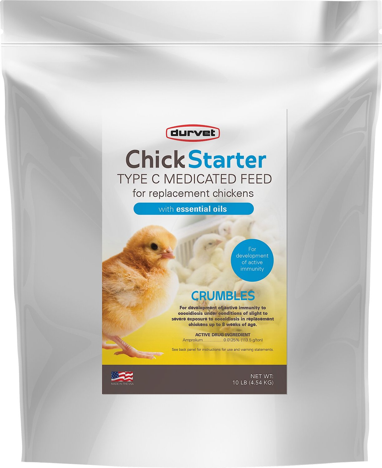 DURVET Chick Starter Type C Medicated Chicken Feed, 10lb bag