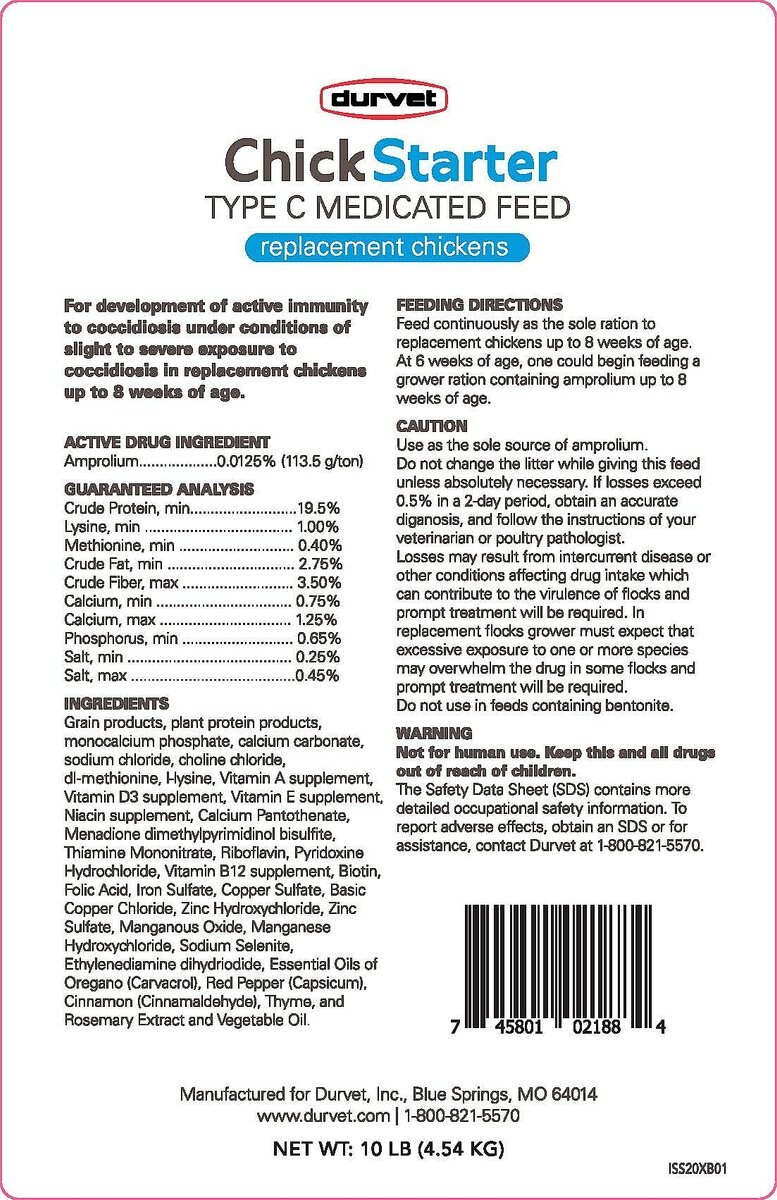 DURVET Chick Starter Type C Medicated Chicken Feed, 10lb bag