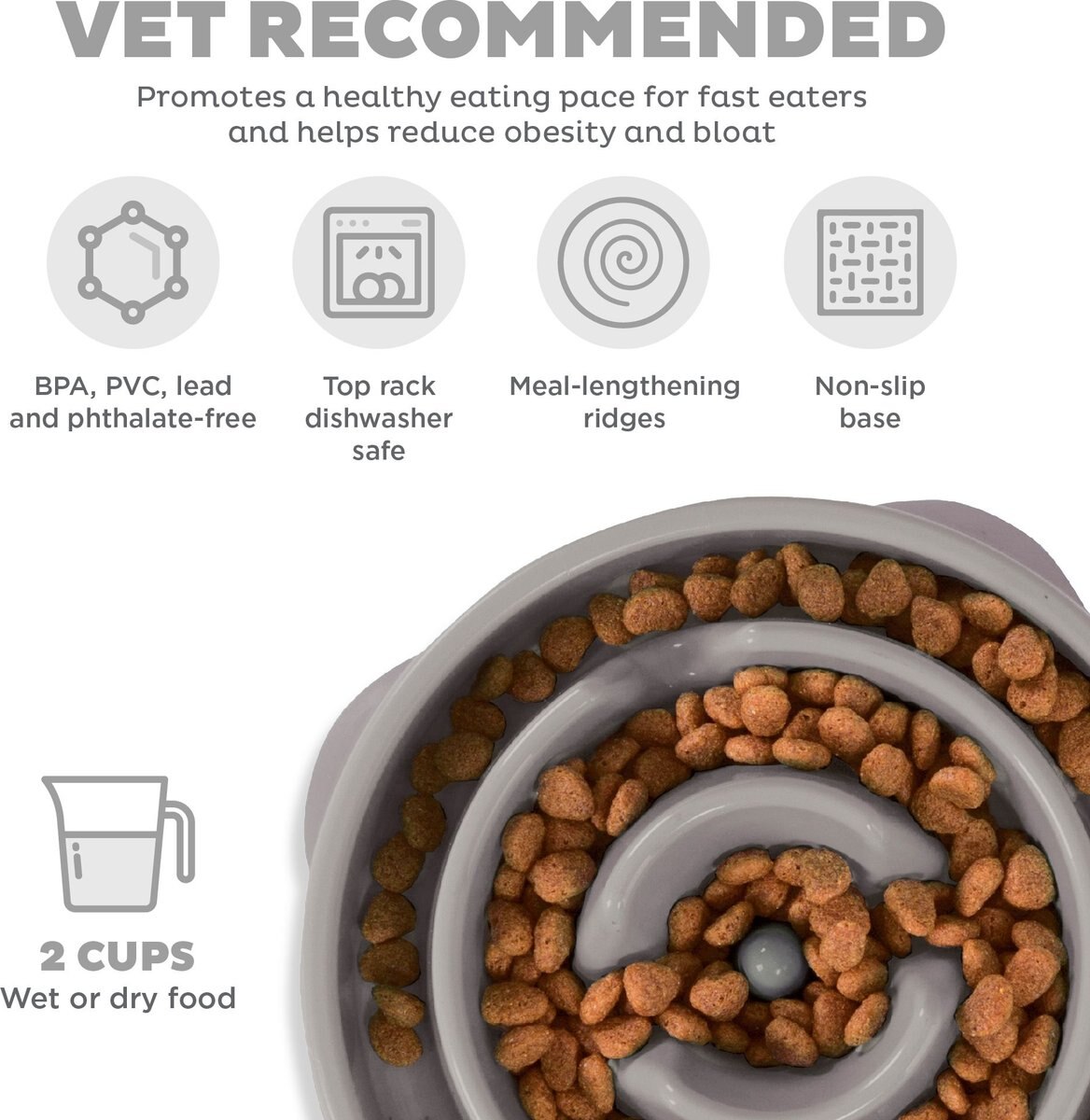 Outward Hound Fun Feeder Drop Dog Bowl, Grey