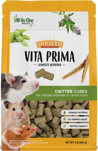 Sunseed Vita Prima Critter Cubes Rat, Mouse, Gerbil & Hamster Food, 2-lb bag slide 1 of 5