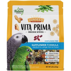 Sunseed Vita Prima Safflower Formula Medium & Large Parrot Food, 4-lb bag