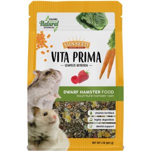 Sunseed Vita Prima Vitamin-Fortified With Essential Nutrients Dwarf Hamster Dry Food, 2-lb bag