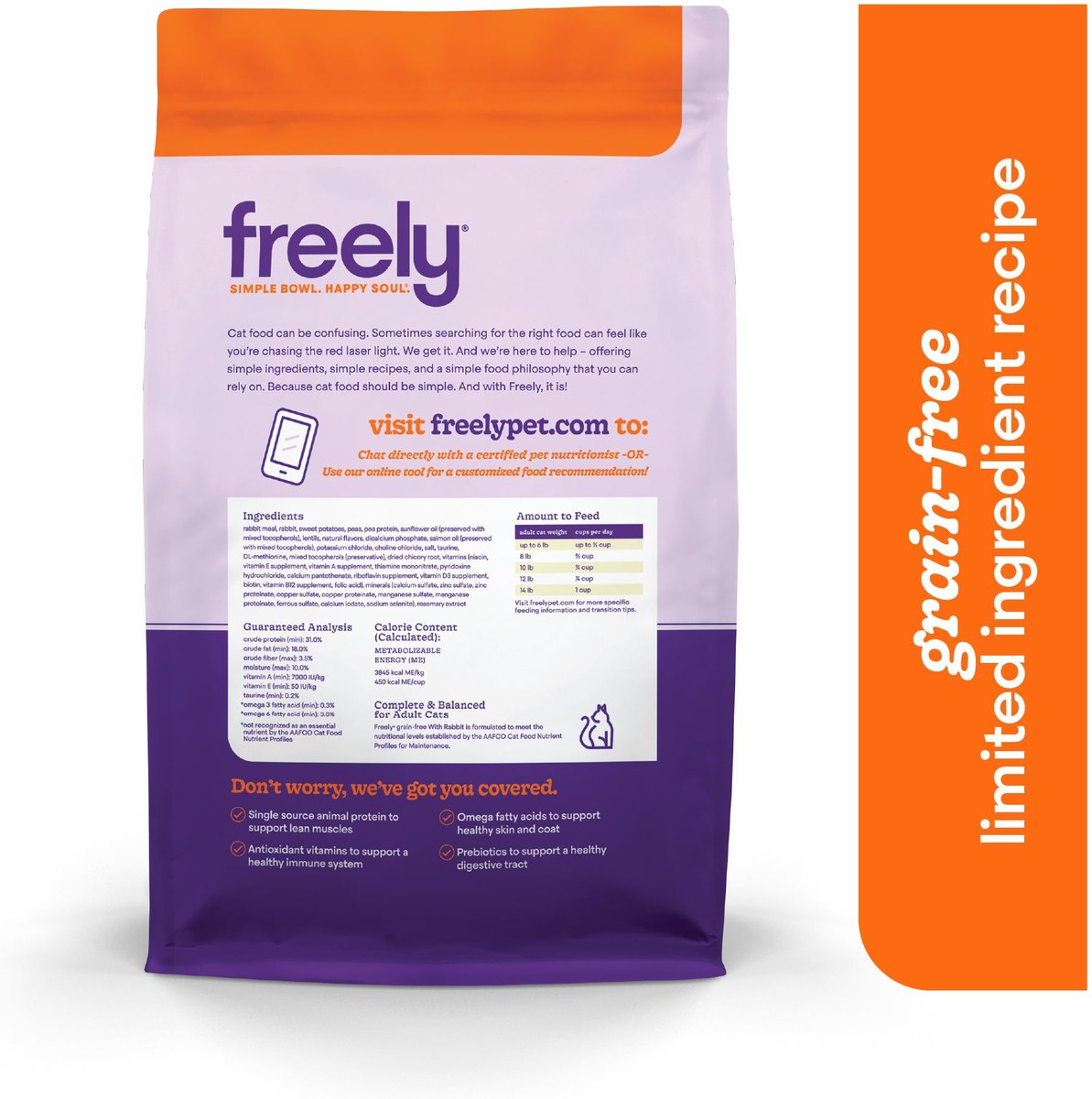 FREELY Rabbit Recipe Limited Ingredient Grain-Free Dry Cat Food, 3-lb 