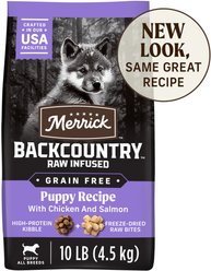 Merrick Backcountry Raw Infused Grain-Free Puppy Food Recipe Freeze-Dried Dog Food, 10-lb bag